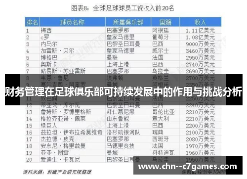 财务管理在足球俱乐部可持续发展中的作用与挑战分析